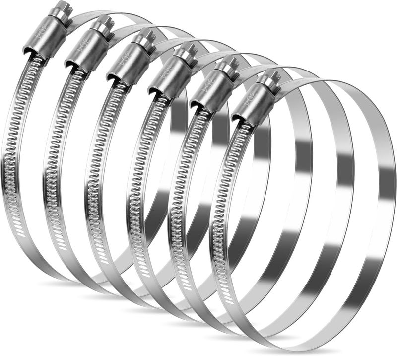 Gudui 6 Pack 4 Inch Hose Clamps Stainless Steel Adjustable Large Duct Clamps Hose Clamps Worm Gear for Plumbing Automotive Dryer Vent Air Ducting - Image 1